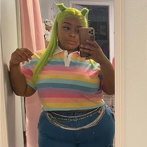 Multicolor crop collar shirt